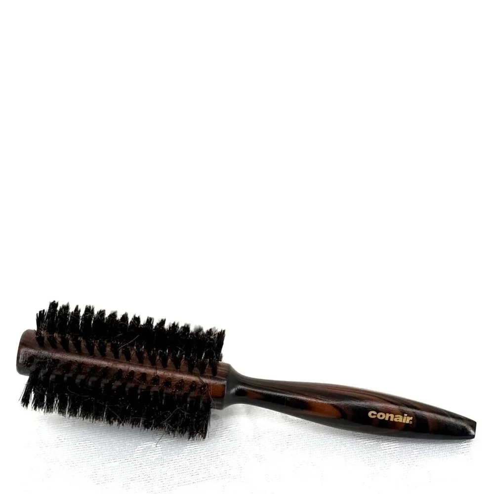 Conair Round Hair Brush With Boar‎ Bristles & Wood Handle